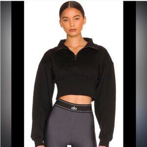 ALO Yoga Black Vixen Fleece 1/4 Zip Size Small